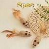 2-Pack Bite-Resistant Mouse Cat Toys with Feather Tail, Interactive Chew Toys for Cats & Kittens.