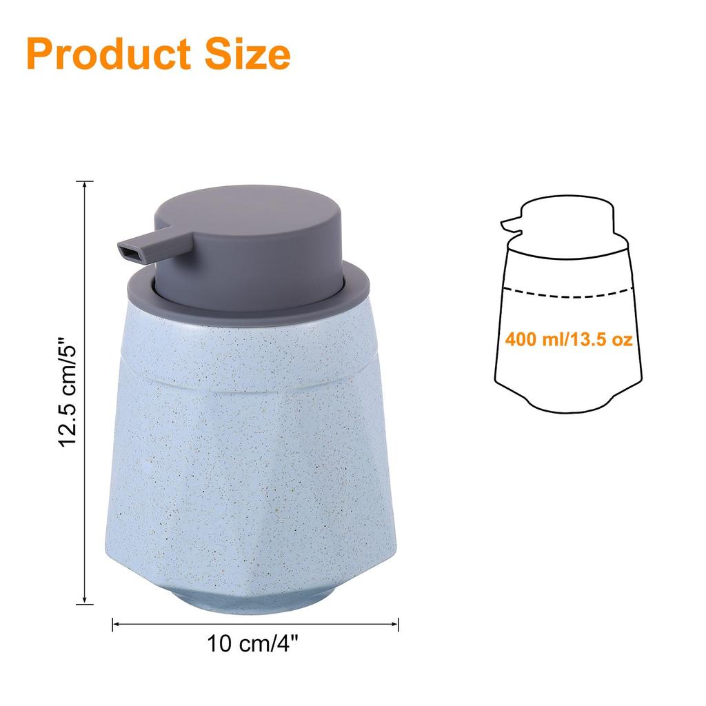 uxcell Foam Soap Dispenser Ceramic Foam Soap Pump for Bathroom Blue 400ml/13.5oz