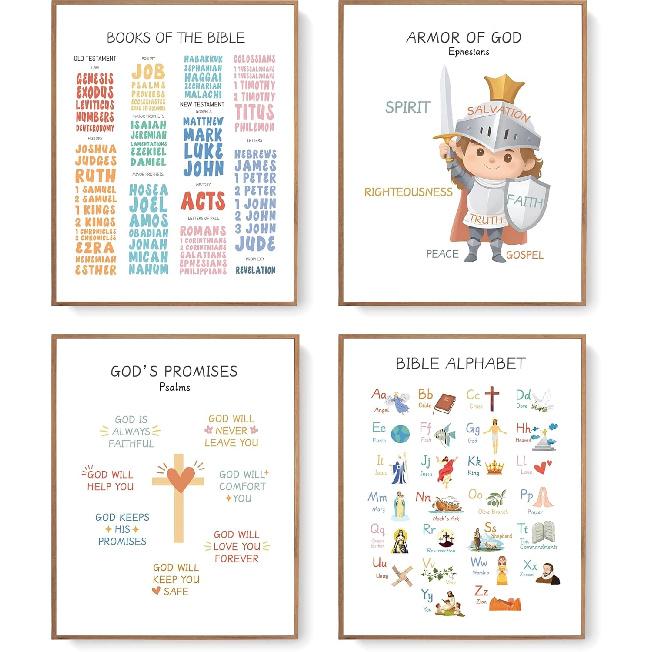 LARTSFRO Boho Pastel Rainbow Sunshine pirational Nursery Wall Art Prints Set of 4, Baby Girl Room Decor, Positive Affirmations Artwork Posters Wall