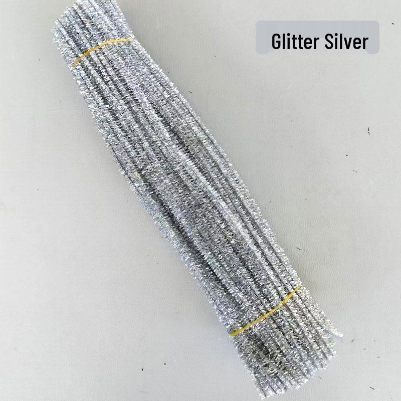 30CM Glitter Chenillepiprensare för DIY-hantverk - 100-pack