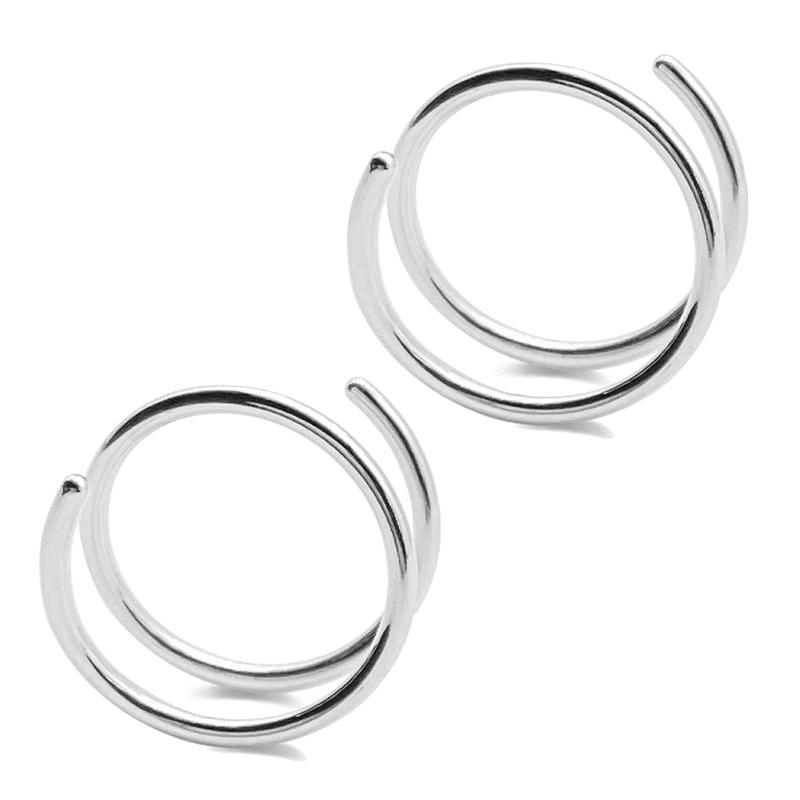 4Pieces Nose Rings Hoops Surgical Steel Double Spiral Nose Ring Left or Right Single Pierced Nose Piercing for Women Men