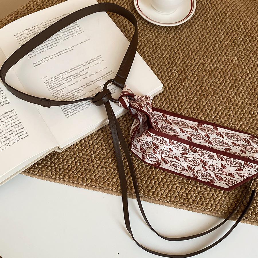 Korean Silk Scarf with Wooden Beads: Trendy, Versatile Waist Chain & Belt for Women