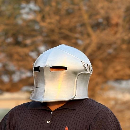 Barbuta Helma Středověká Rytířská Zbroj 18g Měkká Ocel Helma LARP Cosplay Halloweenský Kostým Hledí Válečníkova Helma Nejlepší Dárek