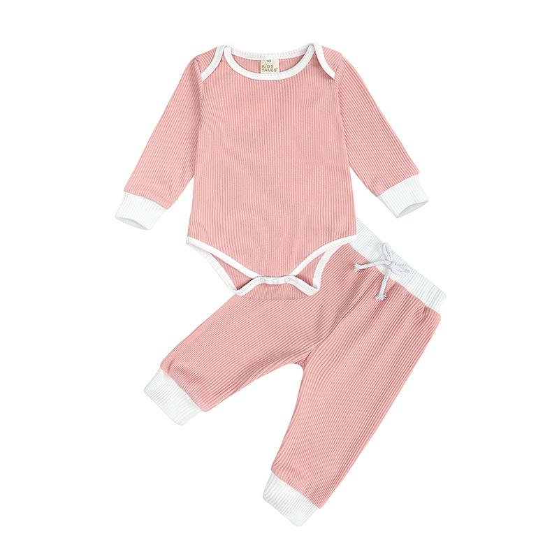 Baby Ribbed Long Sleeve 2-Piece Set Solid for Fall Winter
