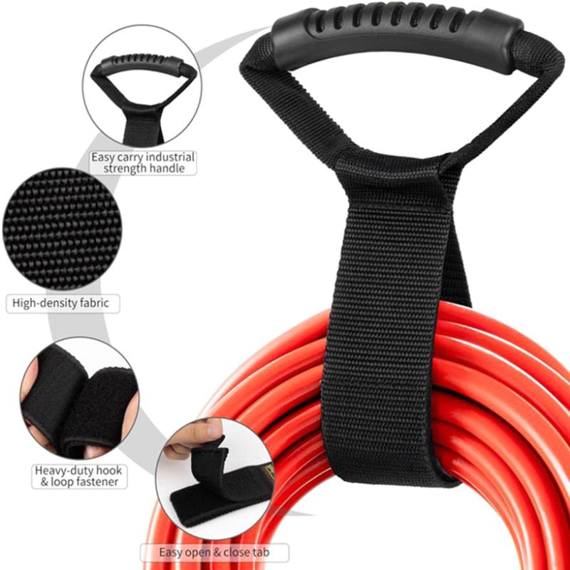 Storage Strap Heavy-Duty Hook And Loop Cord Carrying Strap, Hanger, And Organizer With Handle For Pool Hoses Garden Hoses Cables