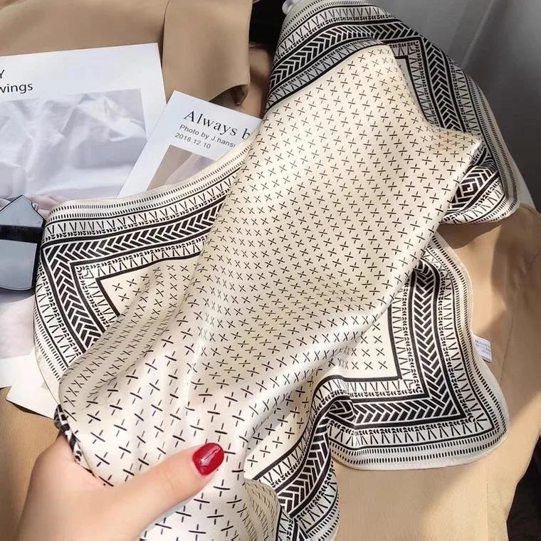 New Silk Scarf 70cm Small Square Scarf Spring Headband Neck Protection Professional Scarf Versatile Fashion Western Style Hijabs