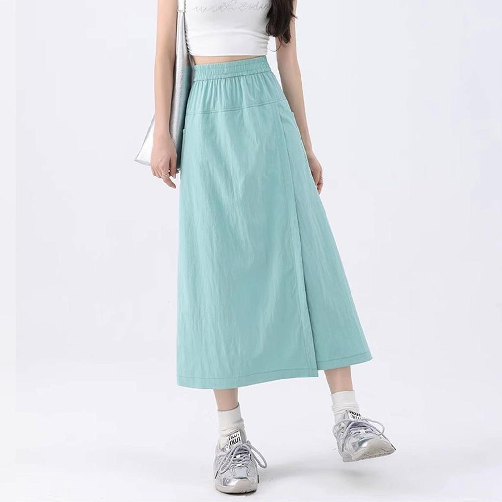 2026 Japanischer Stil Damen High Waist Eis Seide Cargohosenrock - Sommer Schlankmachend Locker Weiter Bein