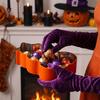Halloween Pumpkin Candy Tin Box, Stacked Pumpkin Shaped Metal Treat Container with Lid, Orange Tinplate Case for Trick or Treat Party Favors