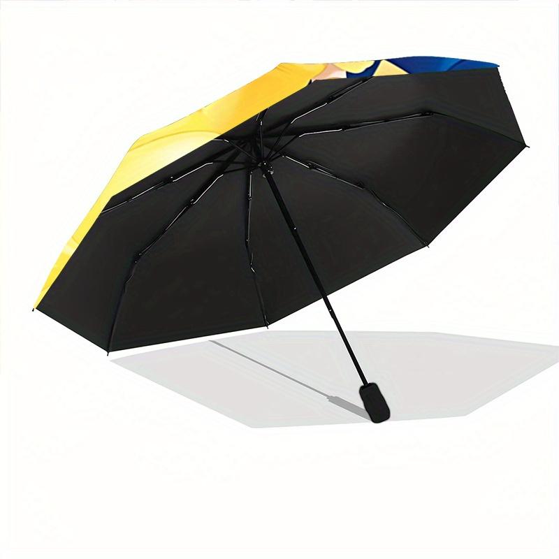 1pc Beauty & Beast Auto Open Close Umbrella - Portable 3-Fold Design, 8-Rib Iron Frame Outdoor Umbrella, Perfect Gift for Fans, Travelers, D