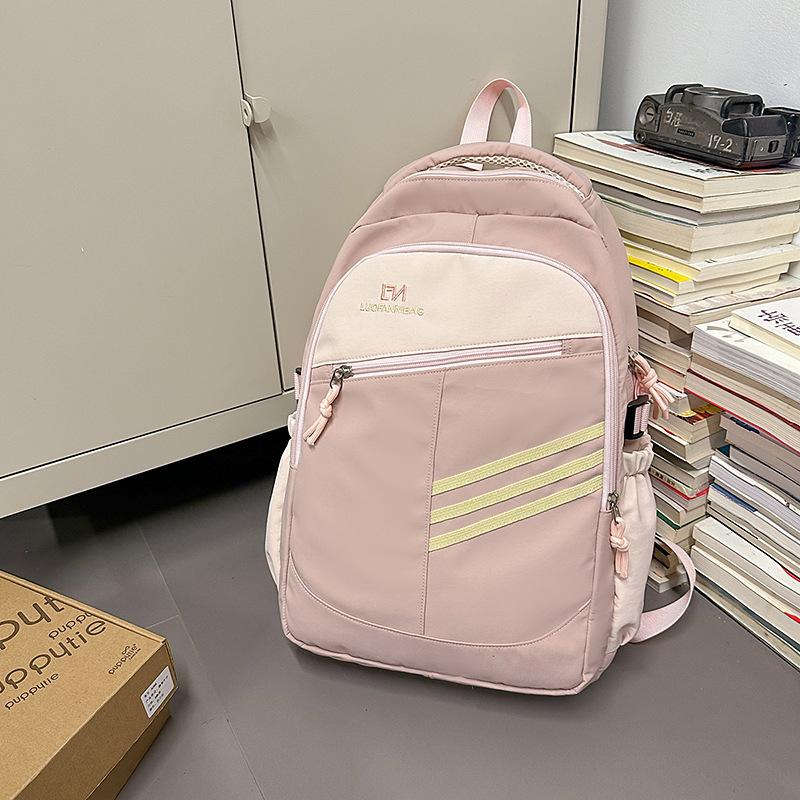 Color Block Women's Backpack Student's Large Capacity Schoolbag Travel Backpack