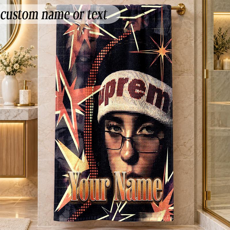 Beach TowelBillie Eilish Custom Name Text Personalized Soft Towel for Beach Pool Indoor Home Decor Gift