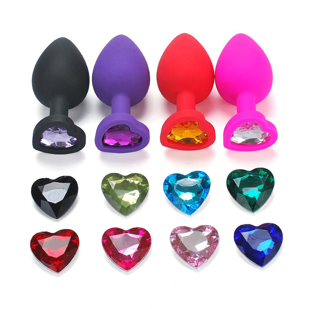 3pcs a Lot Heart-shaped Silicone Anal Plug G-spot Court Butt Plug Sexual Health Adult Sex Adult Supplies Sex Toys for Woman