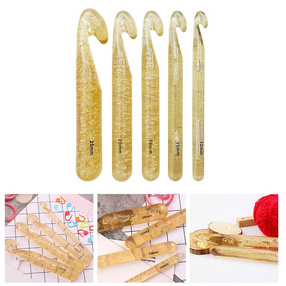 DIY Sewing Tools Crochet Hook Large Size Transparen 1*12MM*170MM 18MM*170MM 20MM*170MM Handle Knitting Needles Set
