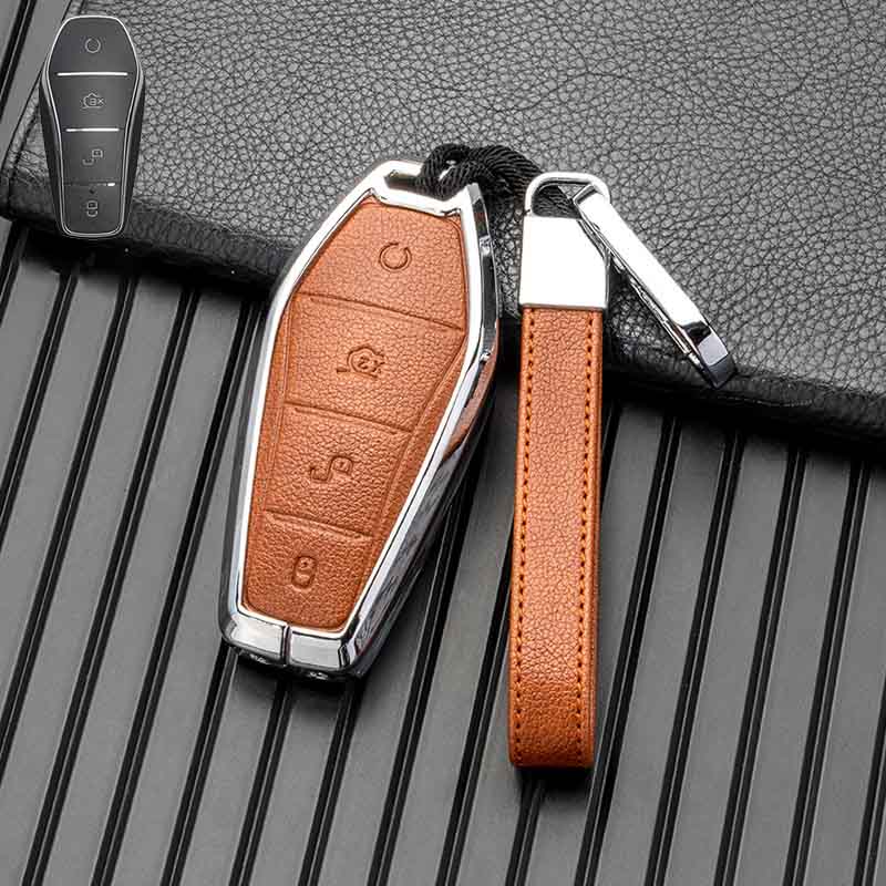 Schlüsseltasche Abdeckung für BYD Seal U Sealion 6 07 EV King Song Plus Champion Chazor Leder Metall Fernbedienung Halter Schlüsselanhänger Zubehör
