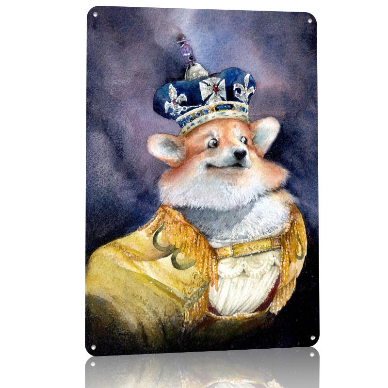 Katherine the Corgi D Texture Metal Poster Customized Wall Art Tin Sign Gift for Mancave Living Room Decoration Vintage Decor