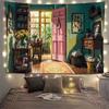 Charming Cottage Bedroom Tapestry  Cozy Interior  Lush Greenery  Unique Wall Art for Home Decor  Nature Lover Gift