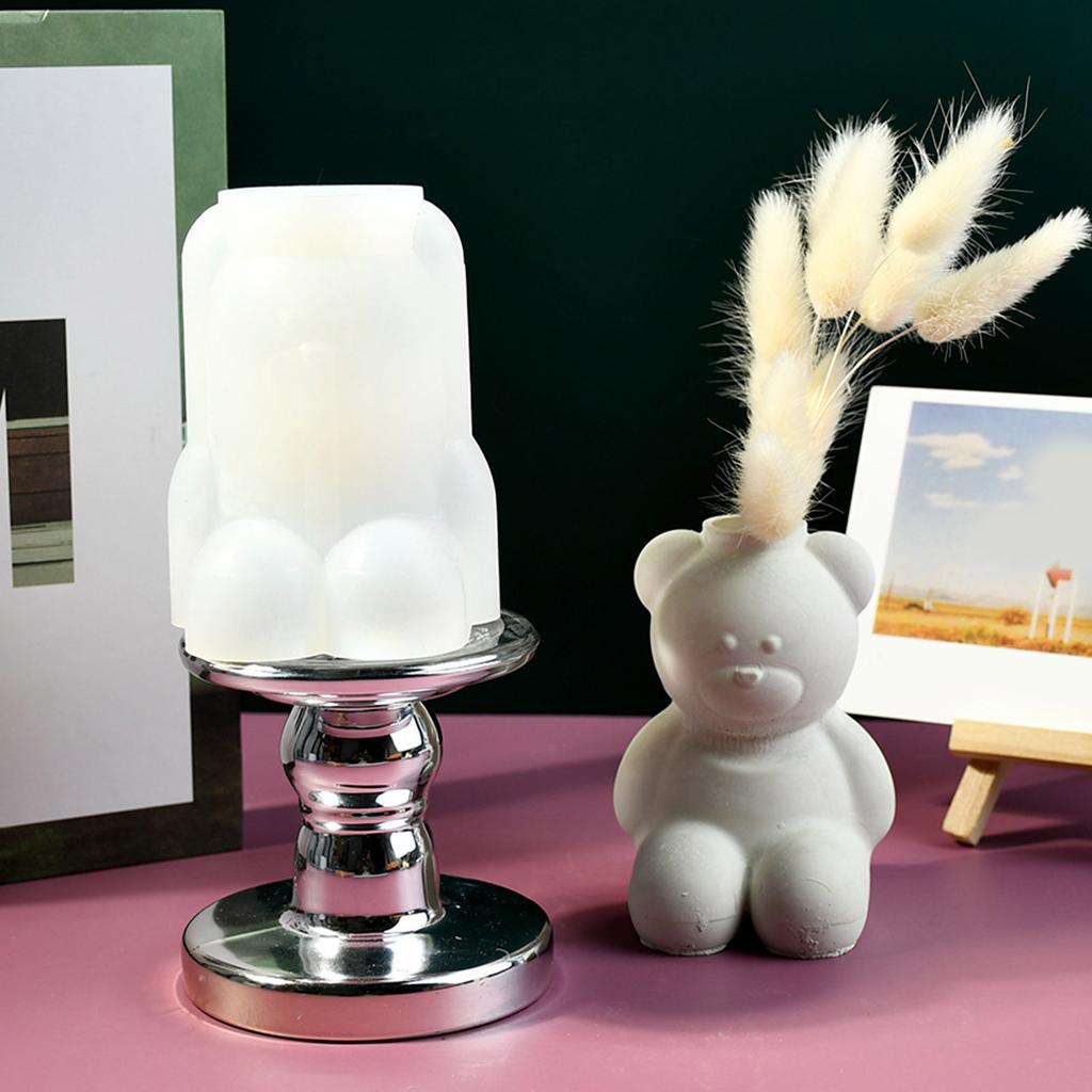 Flexible Silicone Mold Cement Clay Molds Plaster Flowerpot Mold for Crafting Bear Shape Flower Pots or Pen Holders