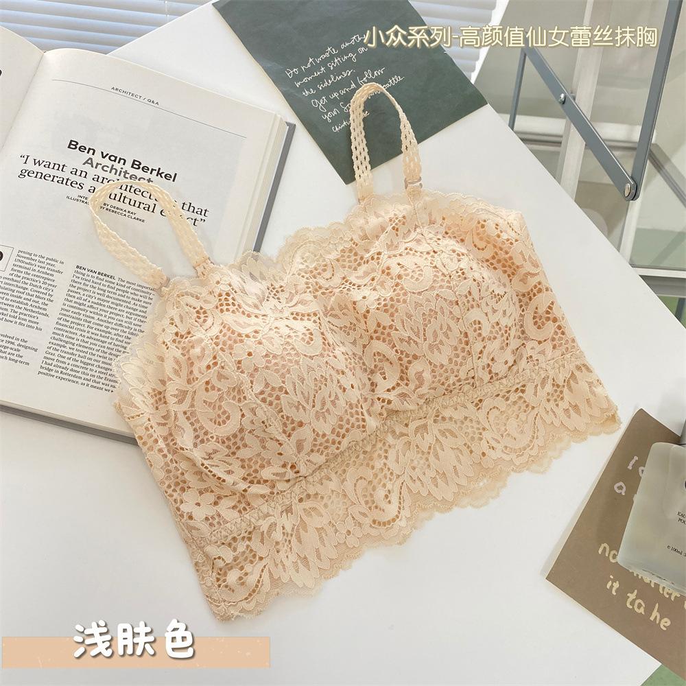 

Новый милый кружевной топ-труба с открытой спиной, съемными бретелями, интегрированной латексной чашкой, без косточек, антипросвечивающее нижнее белье L (115-70 kg)