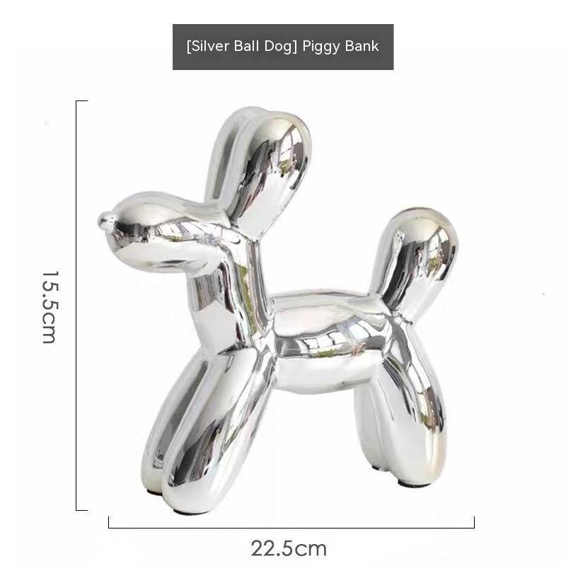 Ceramic Cute Balloon Dog Statue, Animal Sculpture, Home Decoration, Saving Pot for Indoor Office Decor, Gold Standing Craft