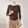CusTomable Wide Neck Slim Long Sleeve T shirT T2608Ts119c