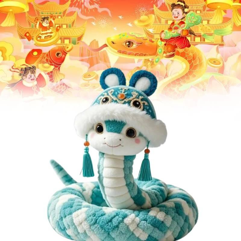 Of Year The Snake Mascot Blue Plush Toy Cartoon Stuffed Doll Decoration Gift
