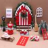 Tiny Openable House Door Decoration Miniature Dollhouses Model Christmas Gnomes Scene For Holiday Shelf Decoration HX6C
