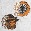 Halloween Door Sign Skeleton Ghost Cat Pumpkin Wooden Welcome Sign