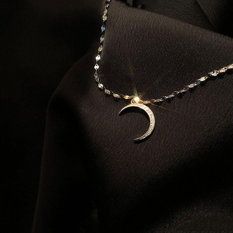 925 Sterling Silver Moon Cubic Zircon Anklet Bracelet Dainty Meniscus Anklet Jewelry For Women Summer Beach Gift S -B321