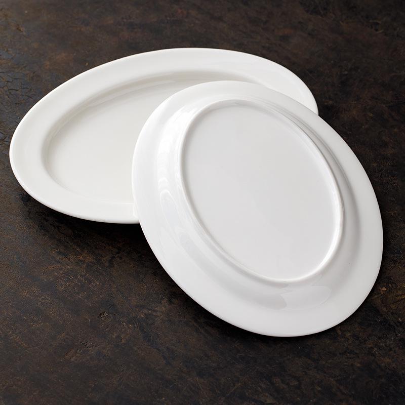 Off-White 9,4" ovales Porzellanteller für Meeresfrüchte, Fisch oder Trockenfrüchte