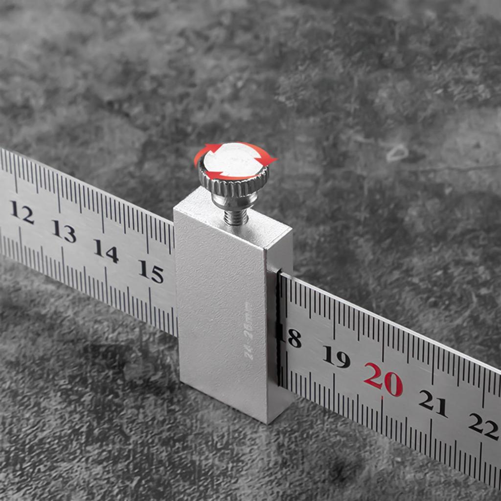 High Precision Aluminum Alloy Ruler Positioning Block Stopper & Scribe Locator for Carpentry, Steel Ruler Measuring, Home Repair
