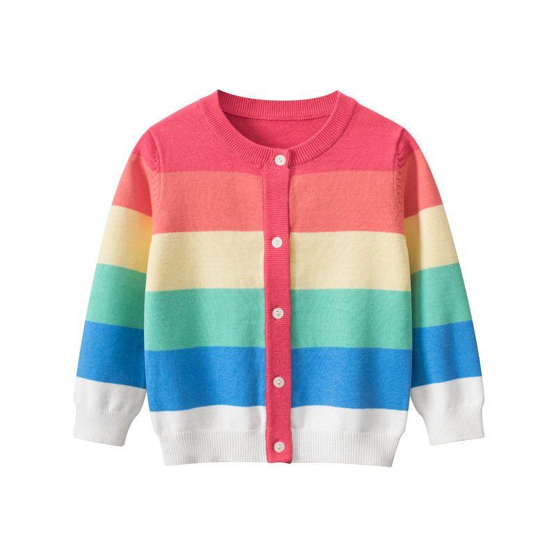 Brand Original Korean Spring Rainbow Pure Cotton Children s Clothing Rainbow Powder 130