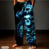 Men's 3D Skull Head Printed Baggy Casual Trousers,  Elastic Drawstring Waist with Pockets, for Spring Summer Home Outdoor Vacation