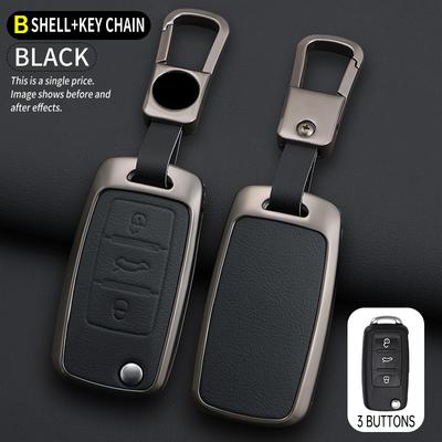 AAABP1 Zinc Alloy Leather Car Key Case for Volkswagen Polo Golf Passat Tiguan Beetle Caddy T5 Up Eos Octavia Seat Leon Altea