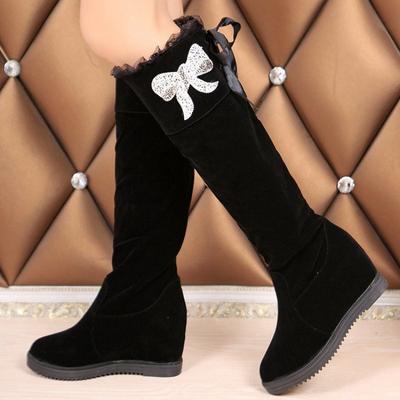 Fashion Long Women's Boots Kawaii Footwear Shoes for Woman Winter Knee High Shaft Black Wedge Heel Cute Fashion 2024 Demi-season Gyaru