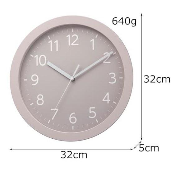Rhythm Wall Clock Analog Quartz Silent Continuous Second Hand Easy-to-read Font Stylish Grayish Color Pink 32x5cm 8MGA43ND13