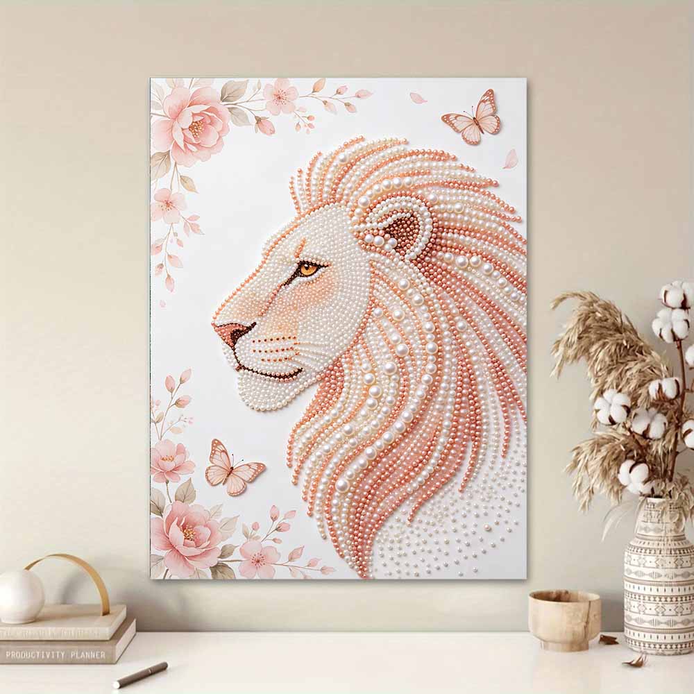 DIY Pearl Embroidery Diamond Painting Kit Majestic Lion Sparkling Beads Art Craft Handmade Decoration Gift for Home