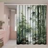 JIT1pcs Bamboo Pattern Printed Bath Curtain, High-end Elegant and Convenient Installation for Bathroom Curtain, Suitable for H