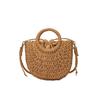 Handwoven Straw Rattan Half-Moon Beach Handbag Large Capacity Women Summer Hollow Out Shoulder Bag Crossbody Bags