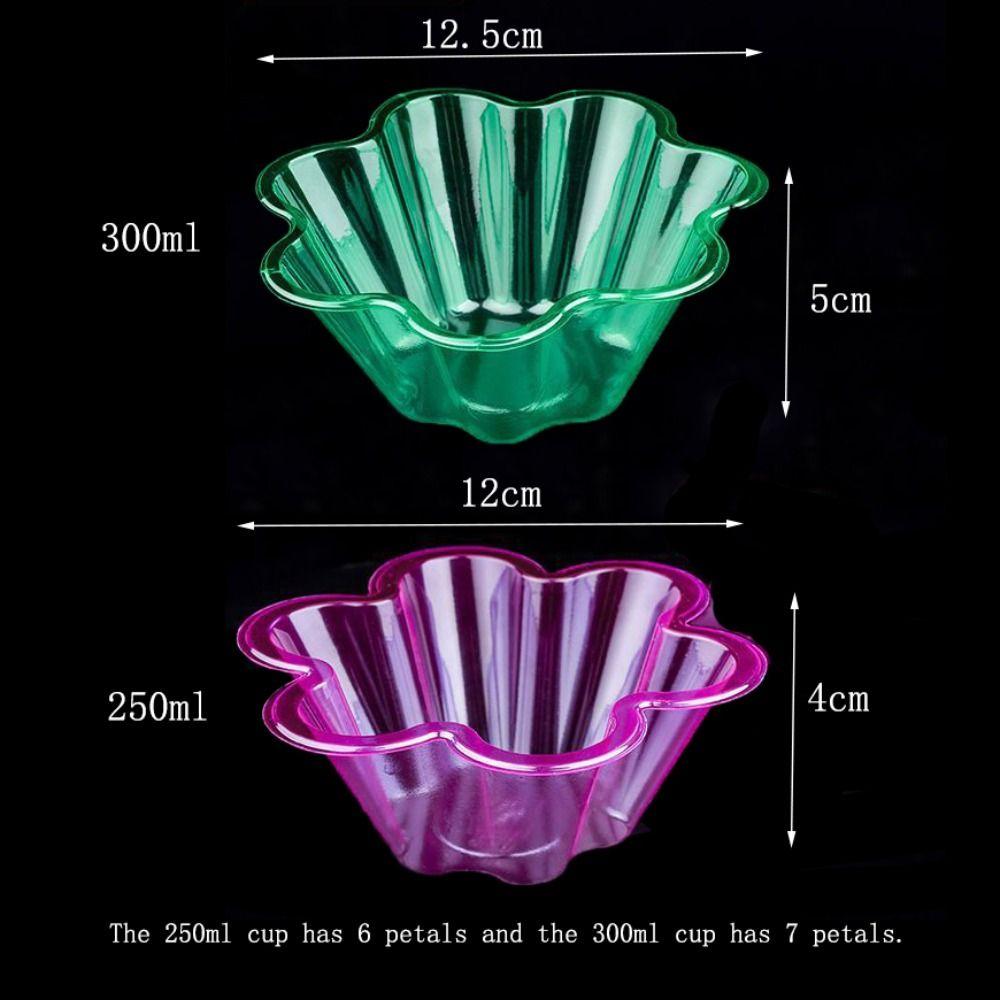 50 Pcs Disposable Ice Cream Bowls Transparent Dessert Serving Cups Flower-Shaped Sundae Cup  Bakery