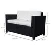 Rattan Sofa, 2 Seater Garden Furniture with Soft Padded Cushion and Armrests, Wicker Garden Loveseat for Patio, Black