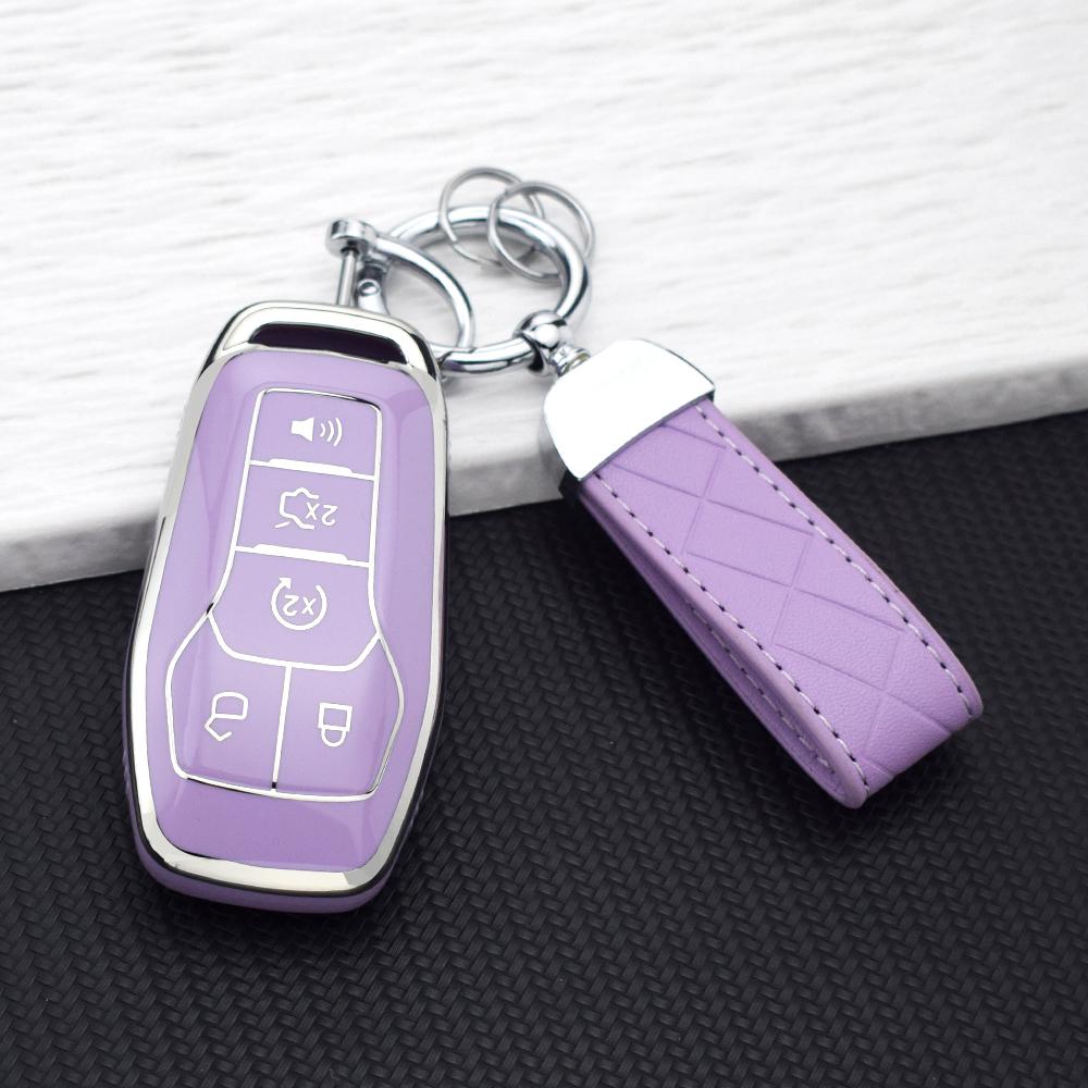5 Buttons Tpu Car Key Case Cover For Ford F-150 Fusion Mondeo Mustang Explorer Edge Soft Anti-Scratch Key Fob Bag Key Chain