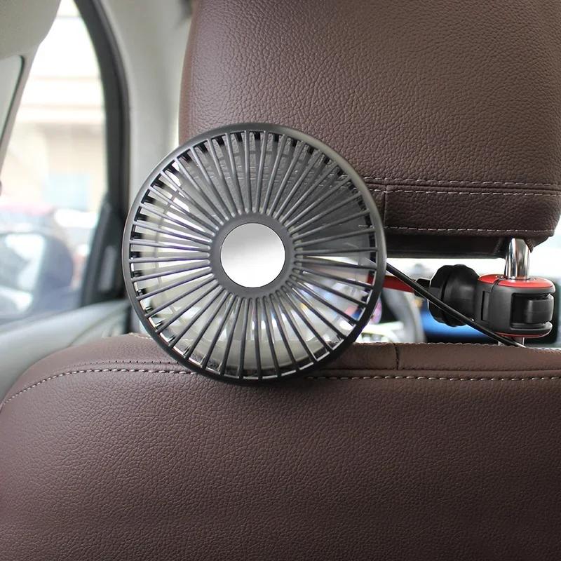 Auto Truck Air Circulator USB Fan 360° Swivel 3 Speed Rear Seat Cooler Portable Ventilation System for Vehicle Cabin Airflow