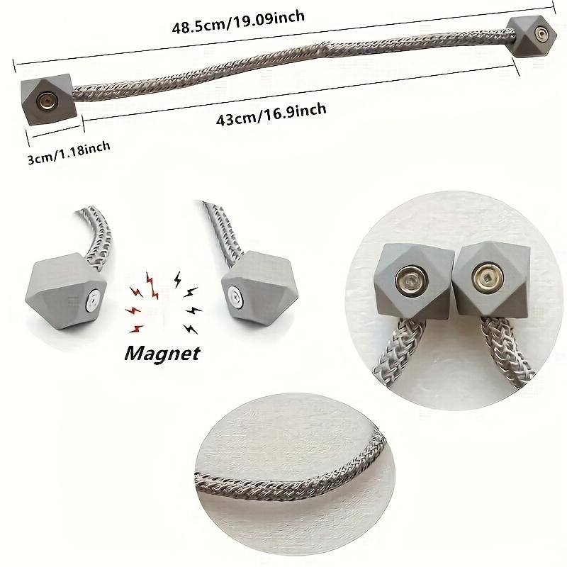 2pc Magnetic Curtain Tieback - Easy No-Drill Installation with Twine Loop, Stylish Holdback for Drapes, Curtains for Living Room