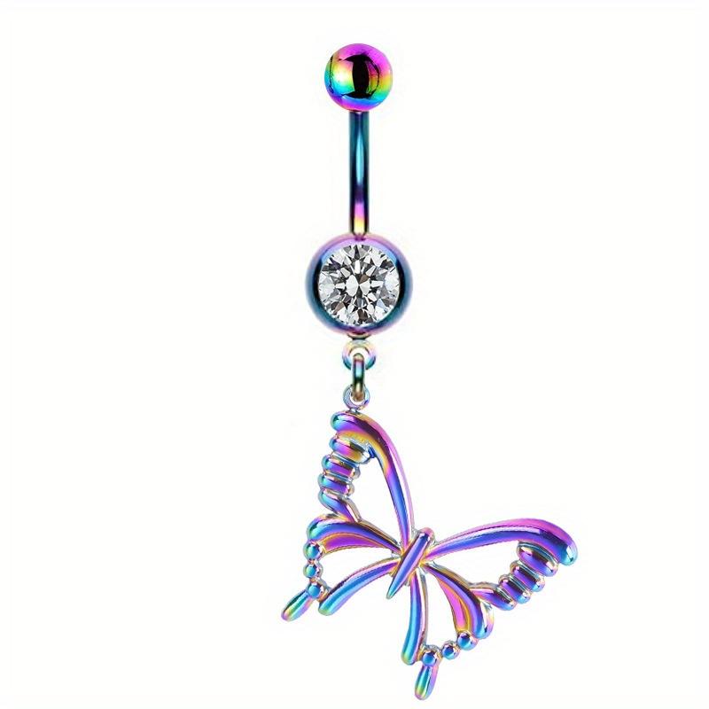 1pc Stainless Steel Gradient Blue Purple Animal Planet Navel Ring Alien Piercing Navel Ornament