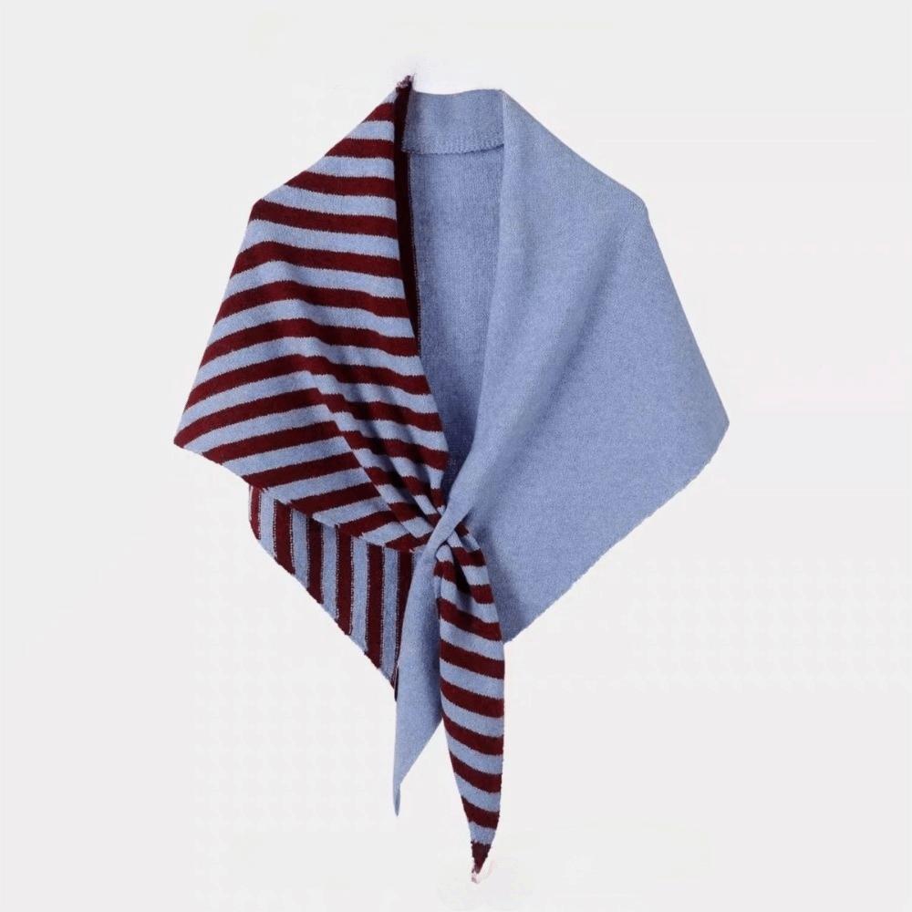 

Теплый треугольный шарф Вязаный шерстяной шарф Новая шаль-накидка Женский красный/синий