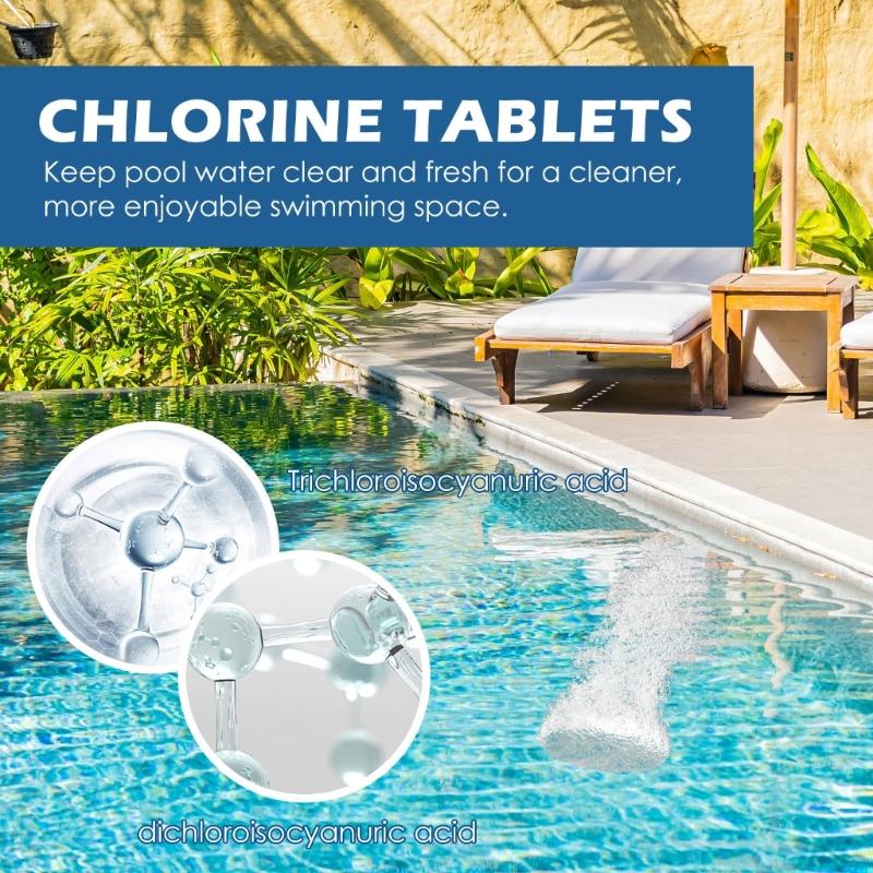 Chlorinating Tablets Stabilized Chlorine Tablets for Swimming Pool and Spa Slow Dissolving Clean Swimming Environment