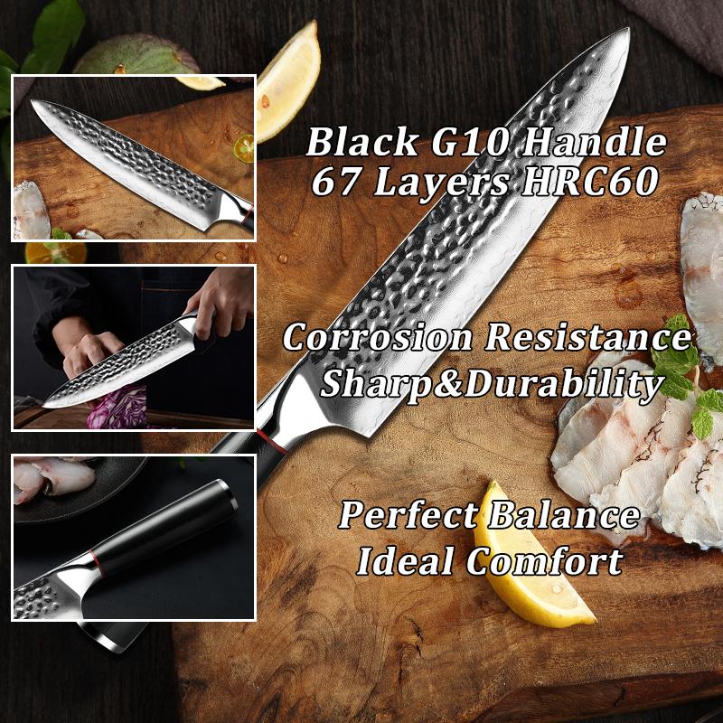 8 Inch Japanese Kitchen Knives VG10 Damascus Chef Knife 67 Layers Stainless Steel Gyuto Knife Sushi Sashimi Slicing