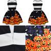 Smiling Pumpkin Print Girl Dress With Ruffle Aline For Toddlers