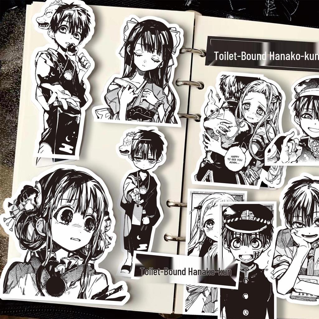 Jibaku Shonen Hanako-kun Anime Stickers & Merch: Yashiro Nene Diary, Notebook, Phone Case - Black & White Collage