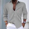 Spring and Autumn New Fashion Men's Tops Striped Casual Versatile Long Sleeved Shirts